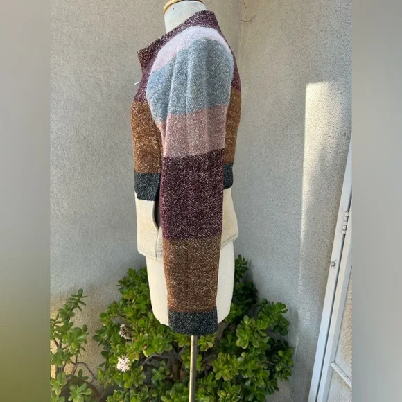 Dries Van Noten wool blend short jacket stripes earth tones Sz 38 XS